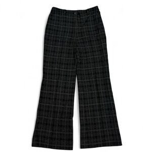 AKRIS wide leg winter plaid pants pintuck seam